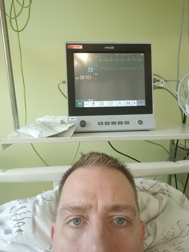 Stepan Hlucháň in intensive care with acute necrotizing pancreatitis, 16 May 2023