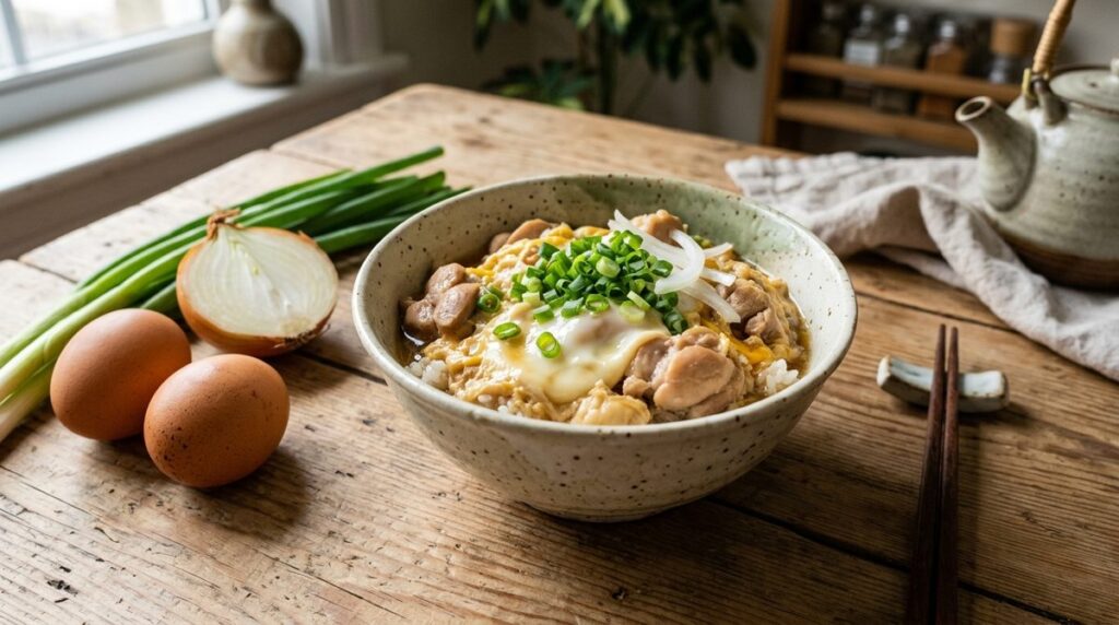 Oyakodon: chicken and egg rice bowl