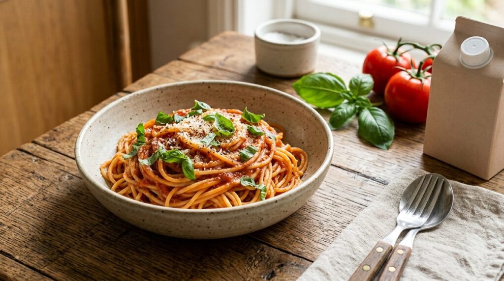 Spaghetti al pomodoro that doesn’t need olive oil