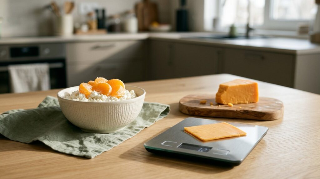 Can I eat cheese with pancreatitis? Cottage cheese and quark in Phase 1. Cheddar is about 10 g a slice, Phase 2.